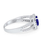Dazzling Halo Wedding Ring Simulated Cubic Zirconia 925 Sterling Silver