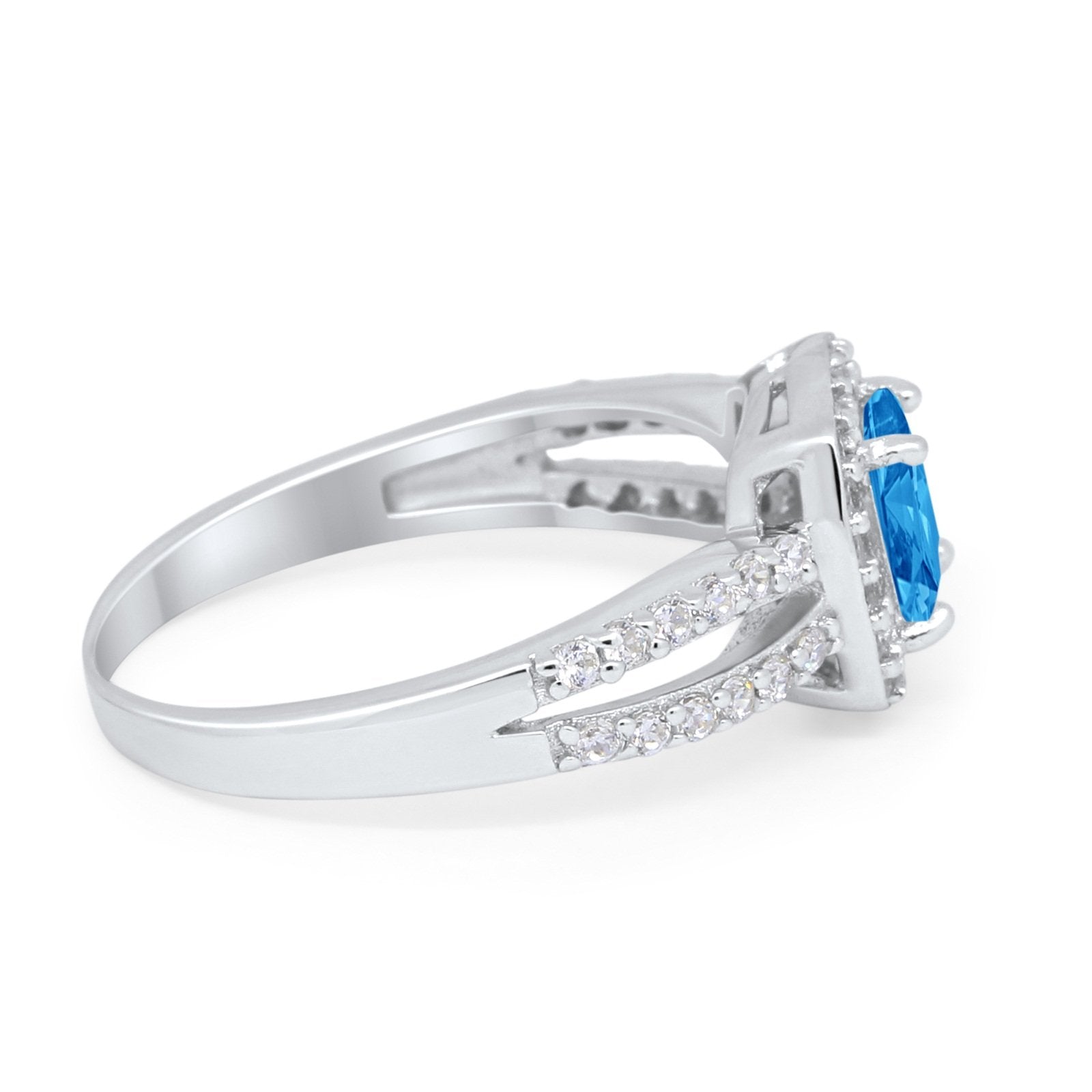 Dazzling Halo Wedding Ring Simulated Cubic Zirconia 925 Sterling Silver