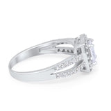 Dazzling Halo Wedding Ring Simulated Cubic Zirconia 925 Sterling Silver