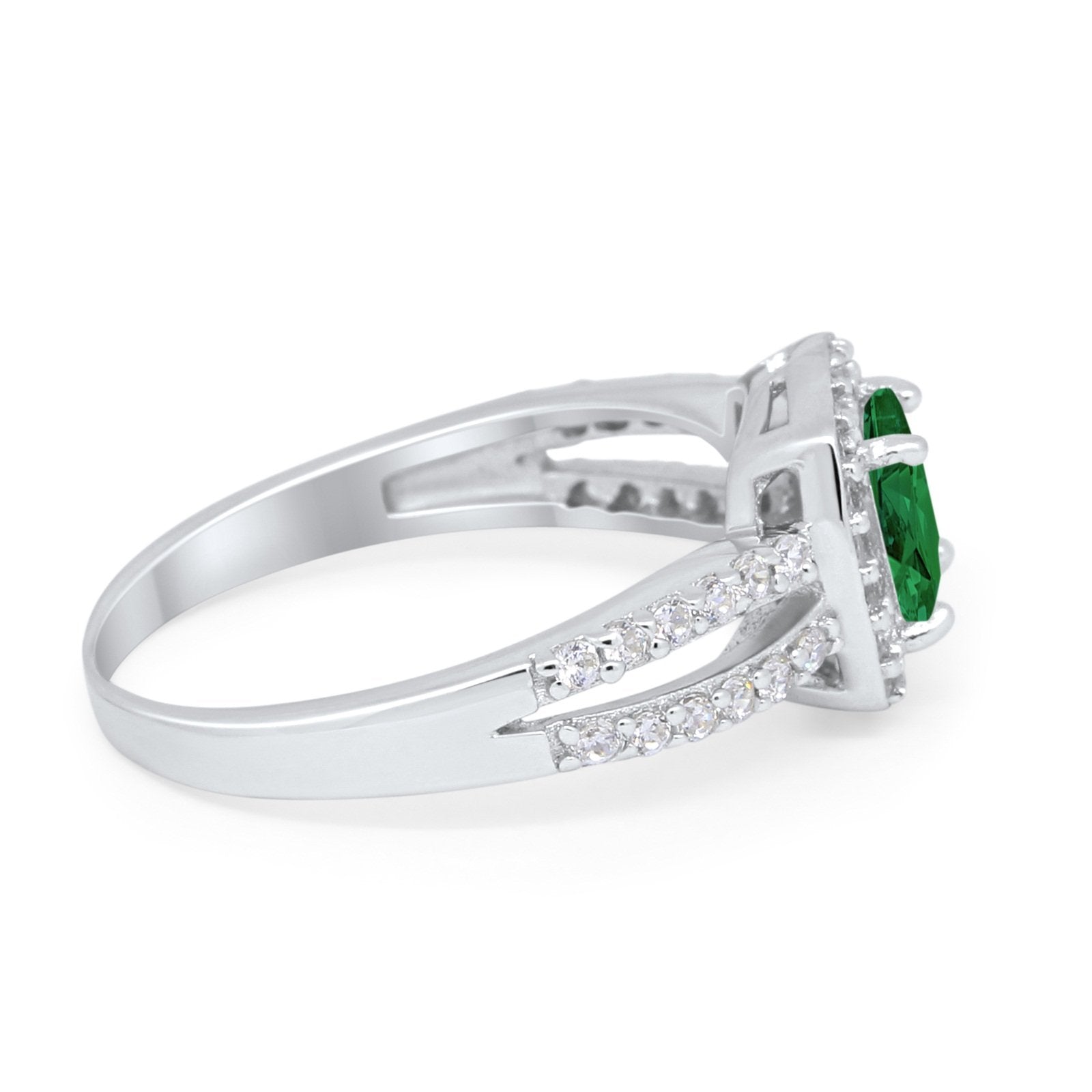 Dazzling Halo Wedding Ring Simulated Cubic Zirconia 925 Sterling Silver