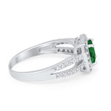 Dazzling Halo Wedding Ring Simulated Cubic Zirconia 925 Sterling Silver