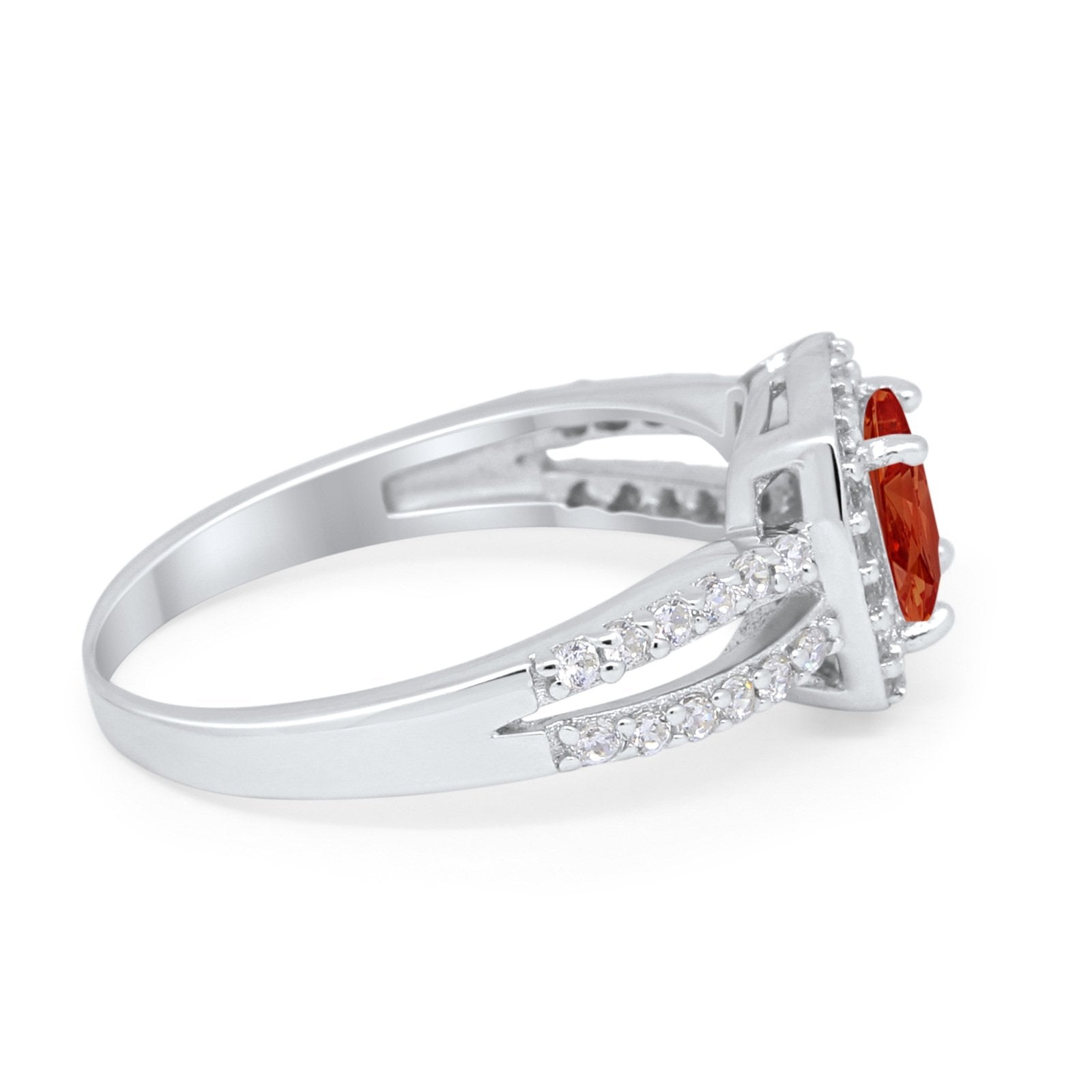 Dazzling Halo Wedding Ring Simulated Cubic Zirconia 925 Sterling Silver