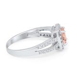 Dazzling Halo Wedding Ring Simulated Cubic Zirconia 925 Sterling Silver