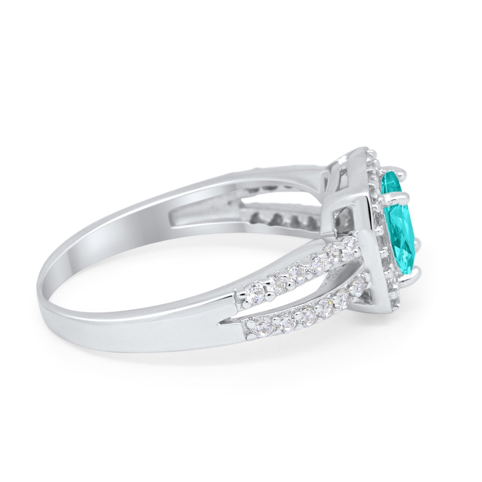 Dazzling Halo Wedding Ring Simulated Cubic Zirconia 925 Sterling Silver