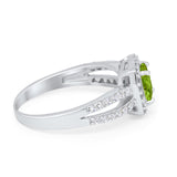 Dazzling Halo Wedding Ring Simulated Cubic Zirconia 925 Sterling Silver