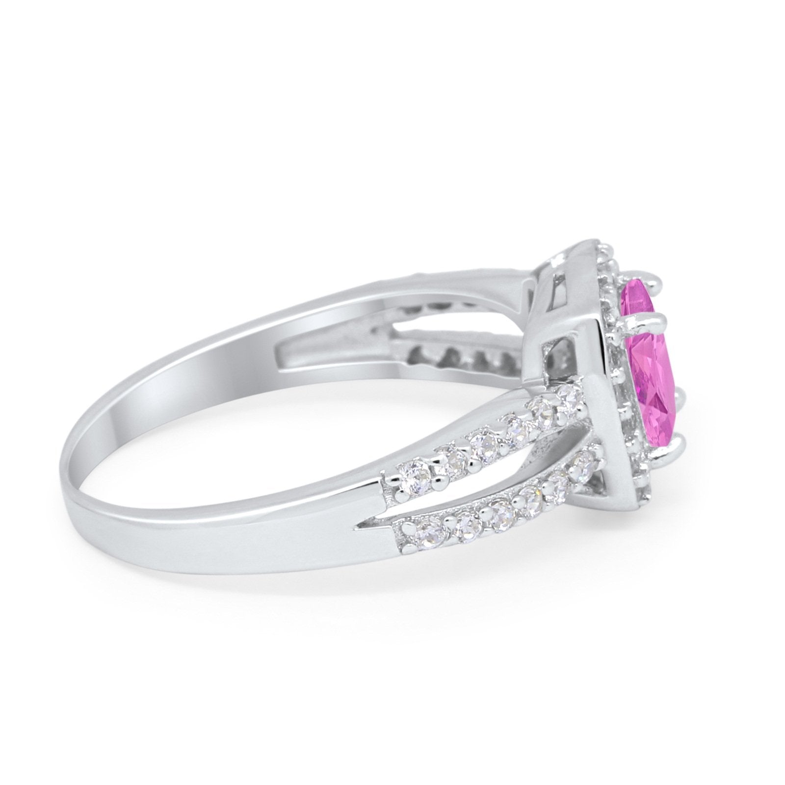 Dazzling Halo Wedding Ring Simulated Cubic Zirconia 925 Sterling Silver
