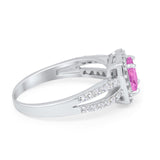 Dazzling Halo Wedding Ring Simulated Cubic Zirconia 925 Sterling Silver