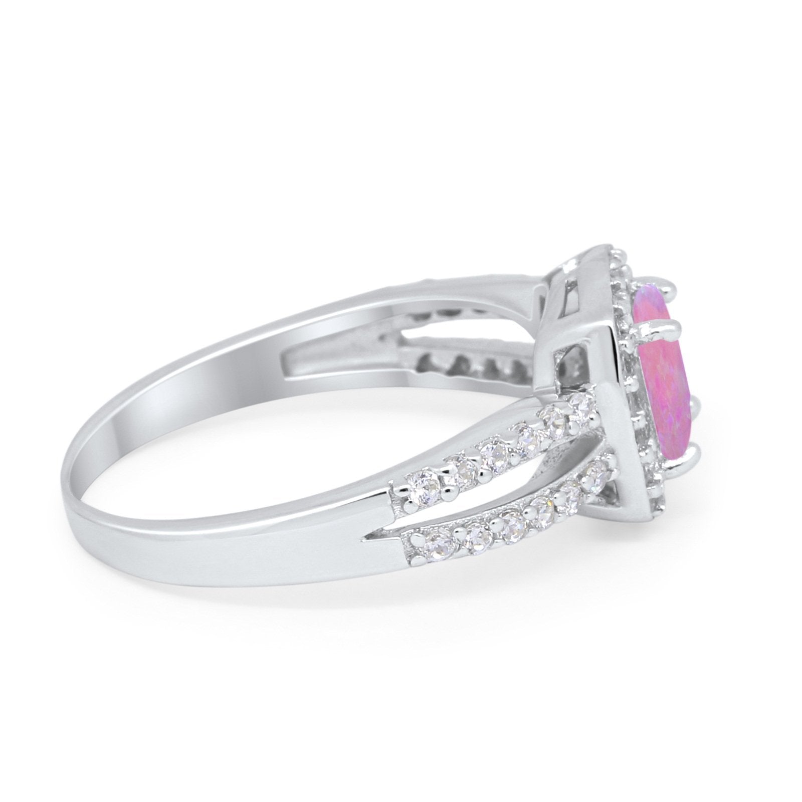 Dazzling Halo Wedding Ring Simulated Cubic Zirconia 925 Sterling Silver