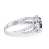 Dazzling Halo Wedding Ring Simulated Cubic Zirconia 925 Sterling Silver