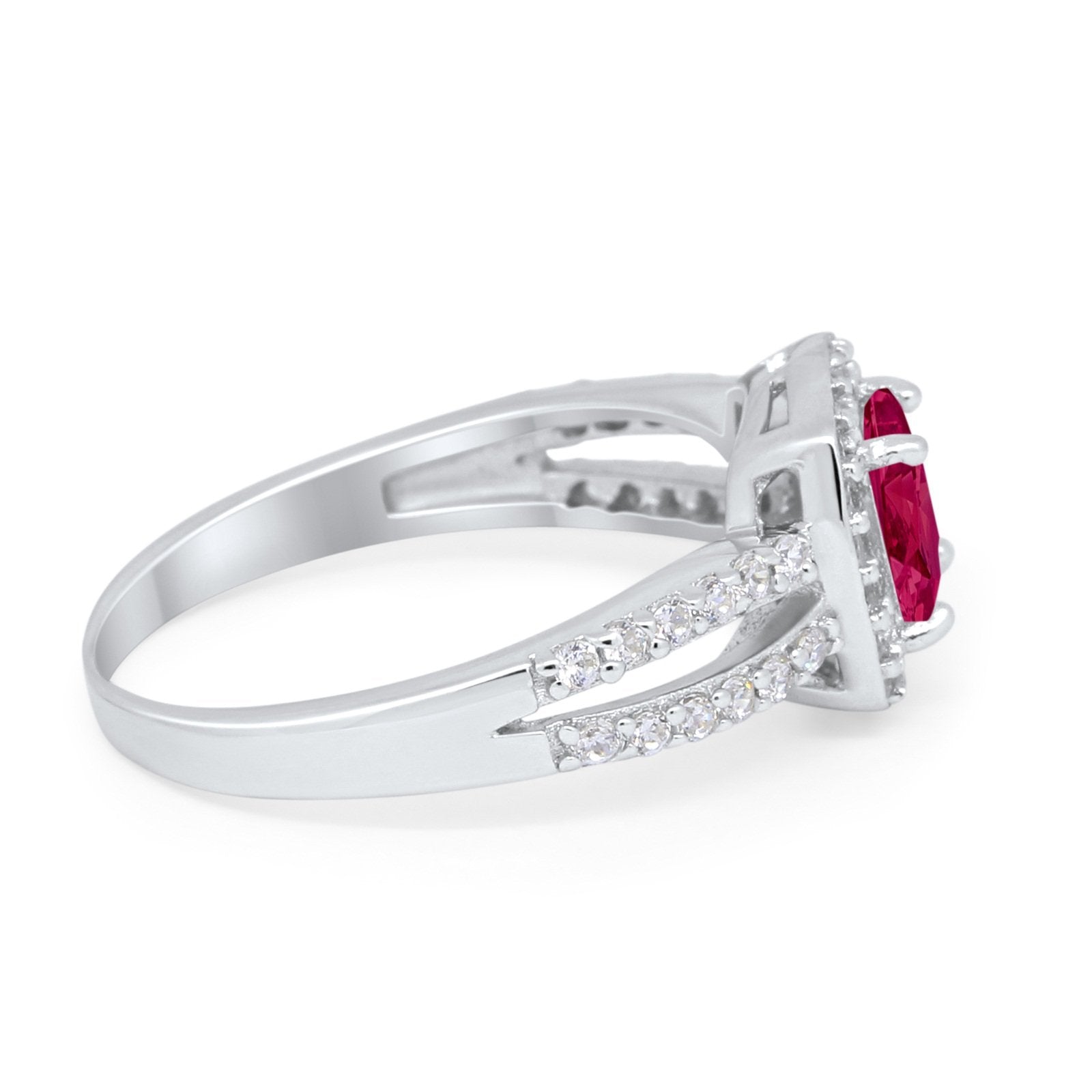 Dazzling Halo Wedding Ring Simulated Cubic Zirconia 925 Sterling Silver