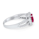 Dazzling Halo Wedding Ring Simulated Cubic Zirconia 925 Sterling Silver