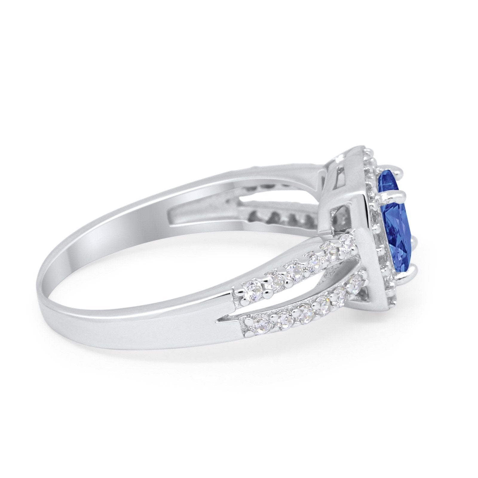 Dazzling Halo Wedding Ring Simulated Cubic Zirconia 925 Sterling Silver