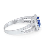 Dazzling Halo Wedding Ring Simulated Cubic Zirconia 925 Sterling Silver