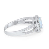 Dazzling Halo Wedding Ring Simulated Cubic Zirconia 925 Sterling Silver