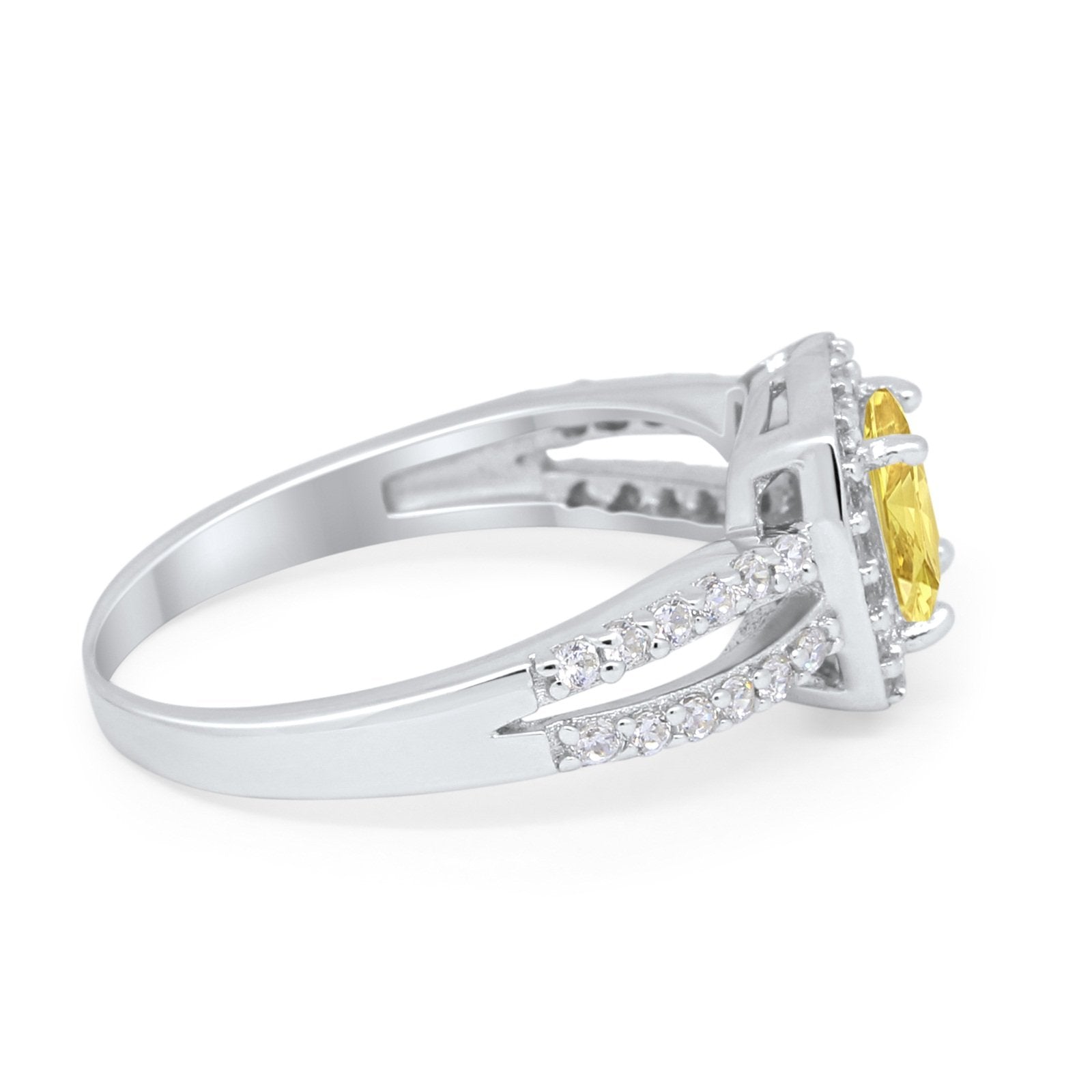 Dazzling Halo Wedding Ring Simulated Cubic Zirconia 925 Sterling Silver