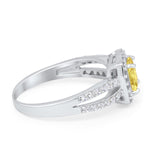 Dazzling Halo Wedding Ring Simulated Cubic Zirconia 925 Sterling Silver
