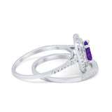 Halo Wedding Piece Bridal Ring Oval Simulated Cubic Zirconia Sterling Silver