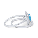 Halo Wedding Piece Bridal Ring Oval Simulated Cubic Zirconia Sterling Silver