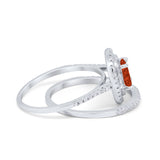 Halo Wedding Piece Bridal Ring Oval Simulated Cubic Zirconia Sterling Silver