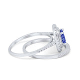 Halo Wedding Piece Bridal Ring Oval Simulated Cubic Zirconia Sterling Silver