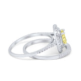 Halo Wedding Piece Bridal Ring Oval Simulated Cubic Zirconia Sterling Silver