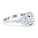 14K Gold Oval Art Deco Engagement Ring Simulated Cubic Zirconia