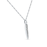 14K Gold 0.11ct Diamond Bar Drop Pendant Chain Necklace 18 In Long