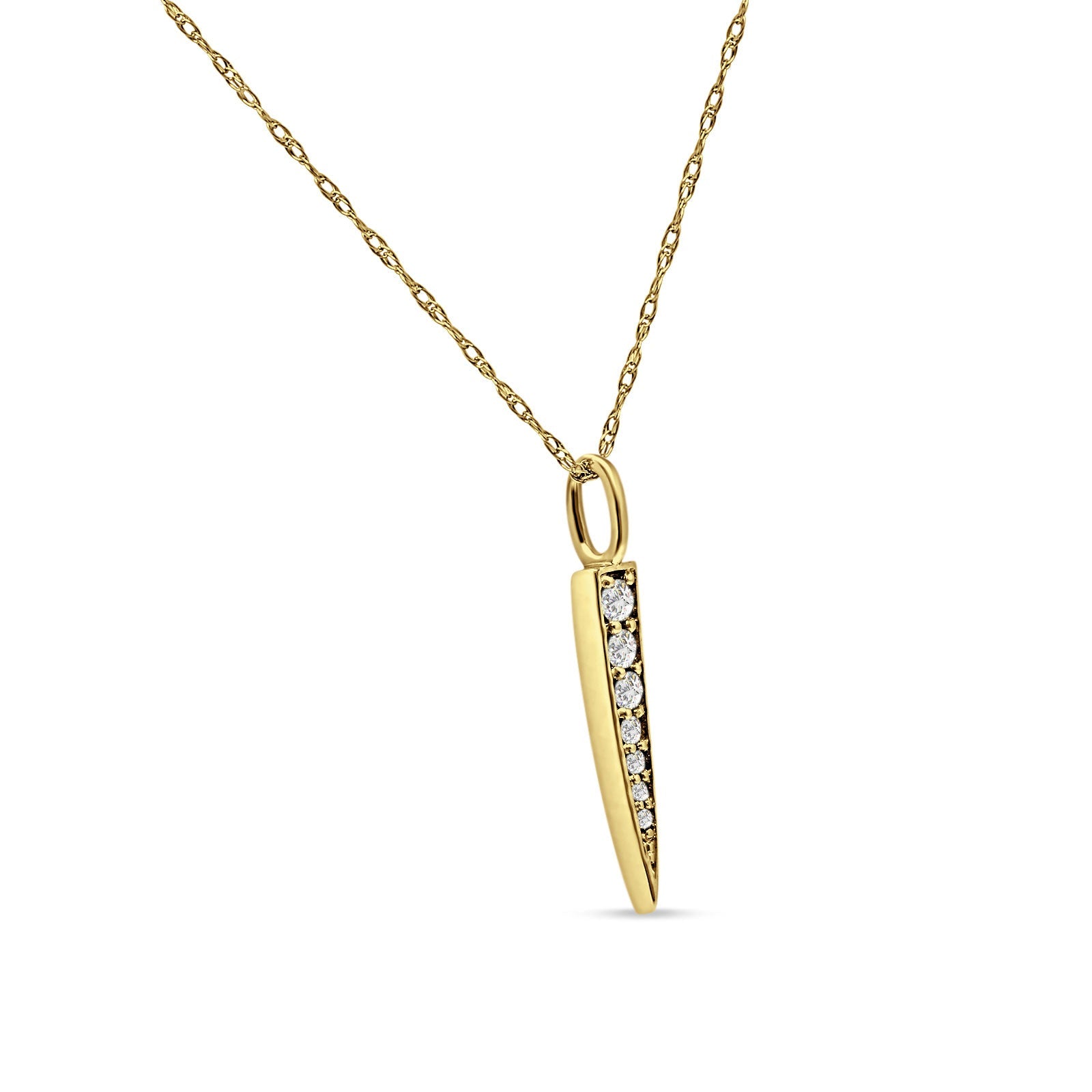 14K Gold 0.11ct Diamond Bar Drop Pendant Chain Necklace 18 In Long