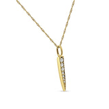 14K Gold 0.11ct Diamond Bar Drop Pendant Chain Necklace 18 In Long