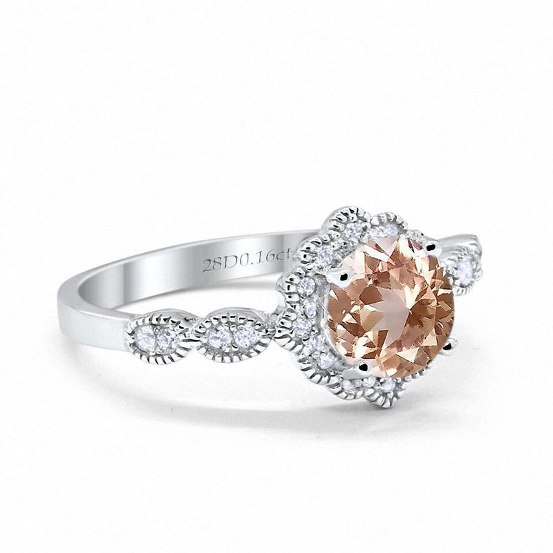 14K Gold Round Vintage Art Deco 1.44ct G SI Diamond Engagement Ring Size 6.5