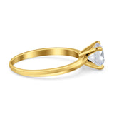 14K Gold Solitaire Round Cubic Zirconia Engagement Ring