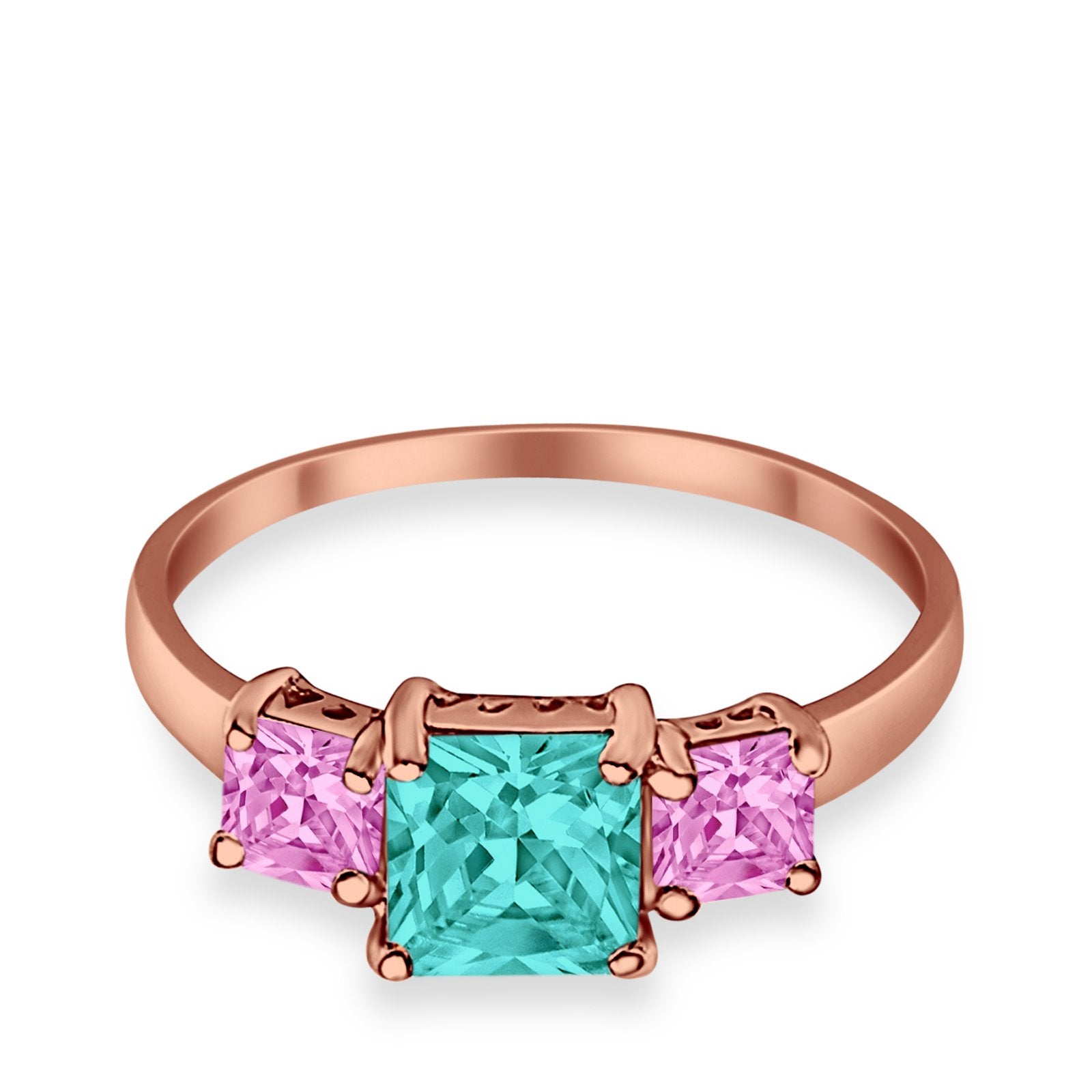 3 Stone Fashion Ring Princess Cut Simulated Cubic Zirconia 925 Sterling Silver