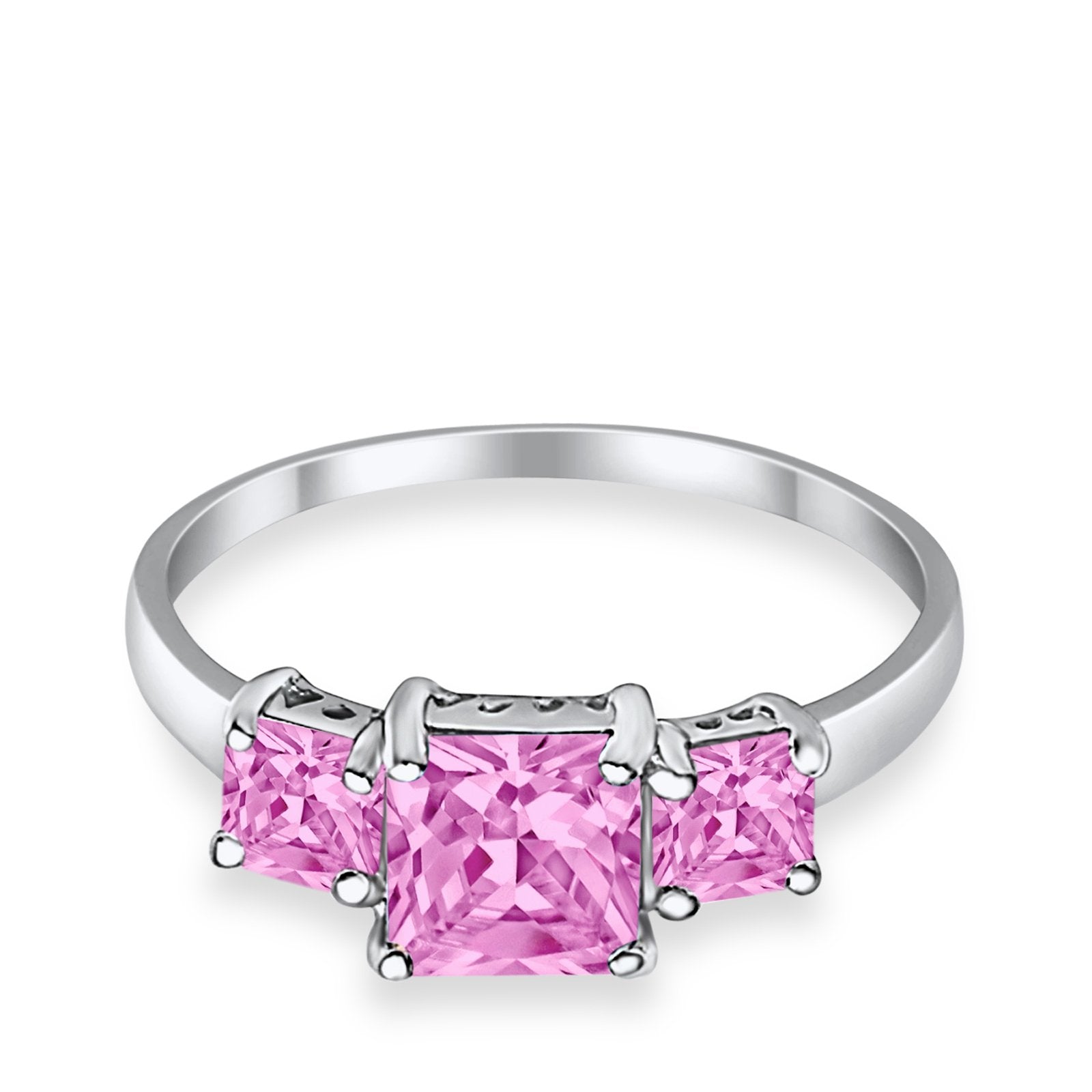 3 Stone Fashion Ring Princess Cut Simulated Cubic Zirconia 925 Sterling Silver