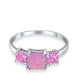 3 Stone Fashion Ring Princess Cut Simulated Cubic Zirconia 925 Sterling Silver