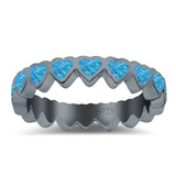Heart Ring Band Lab Created Opal 925 Sterling Silver (4mm)