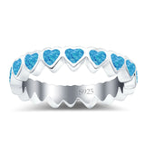 Heart Ring Band Lab Created Opal 925 Sterling Silver (4mm)