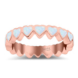 Heart Ring Band Lab Created Opal 925 Sterling Silver (4mm)