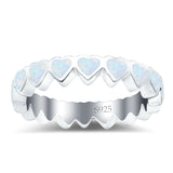 Heart Ring Band Lab Created Opal 925 Sterling Silver (4mm)