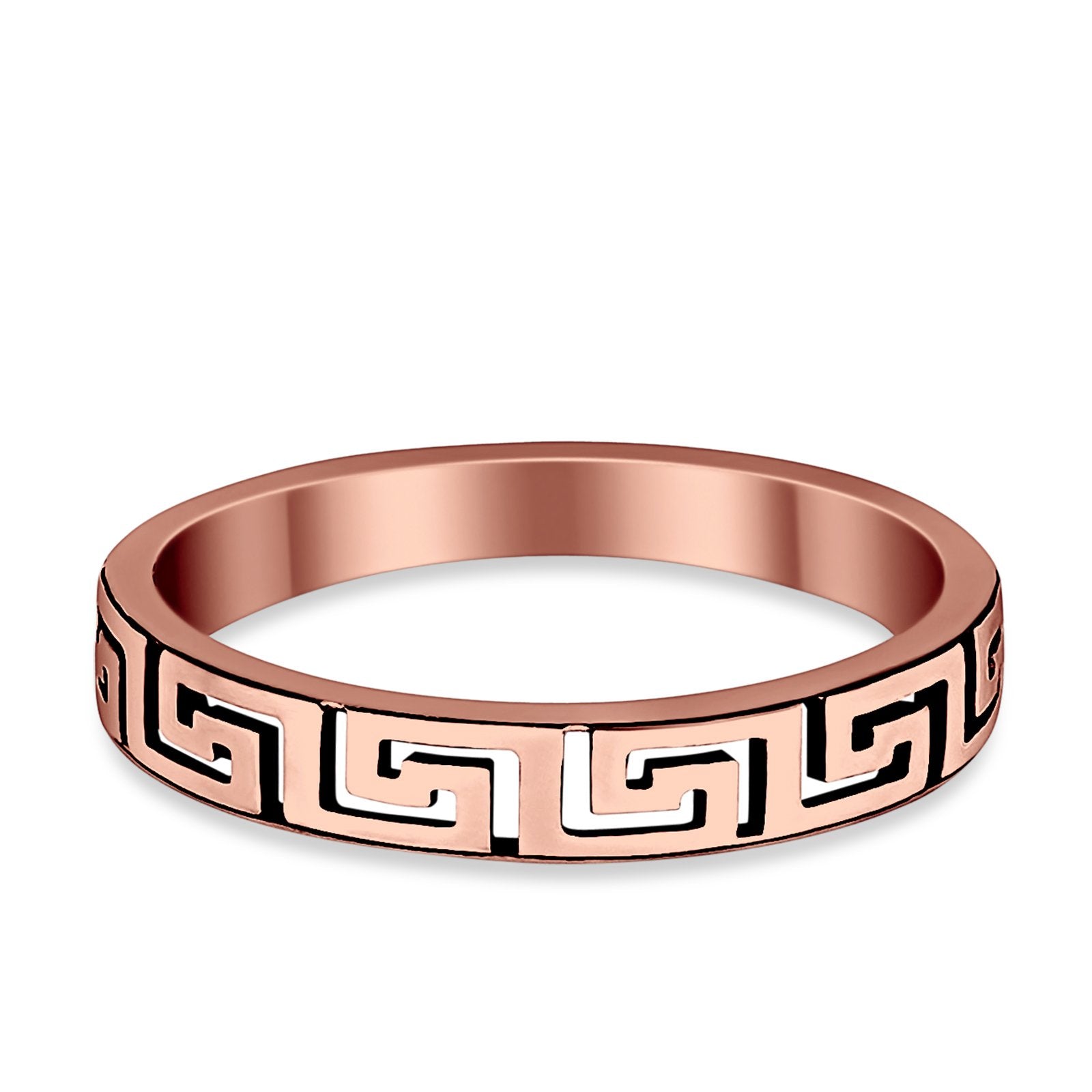 Plain Greek Key Spiral Band Ring Solid 925 Sterling Silver