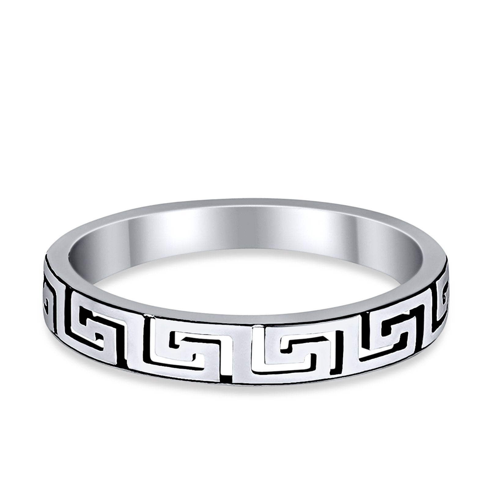 Plain Greek Key Spiral Band Ring Solid 925 Sterling Silver