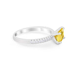 Vintage Wedding Ring Sideways Emerald Cut Round CZ 925 Sterling Silver