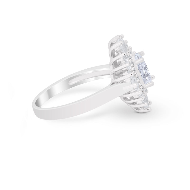 Vintage Oval Wedding Bridal Ring Round Simulated Cubic Zirconia 925 Sterling Silver