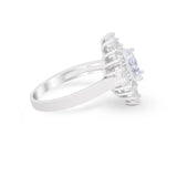 Vintage Oval Wedding Bridal Ring Round Simulated Cubic Zirconia 925 Sterling Silver