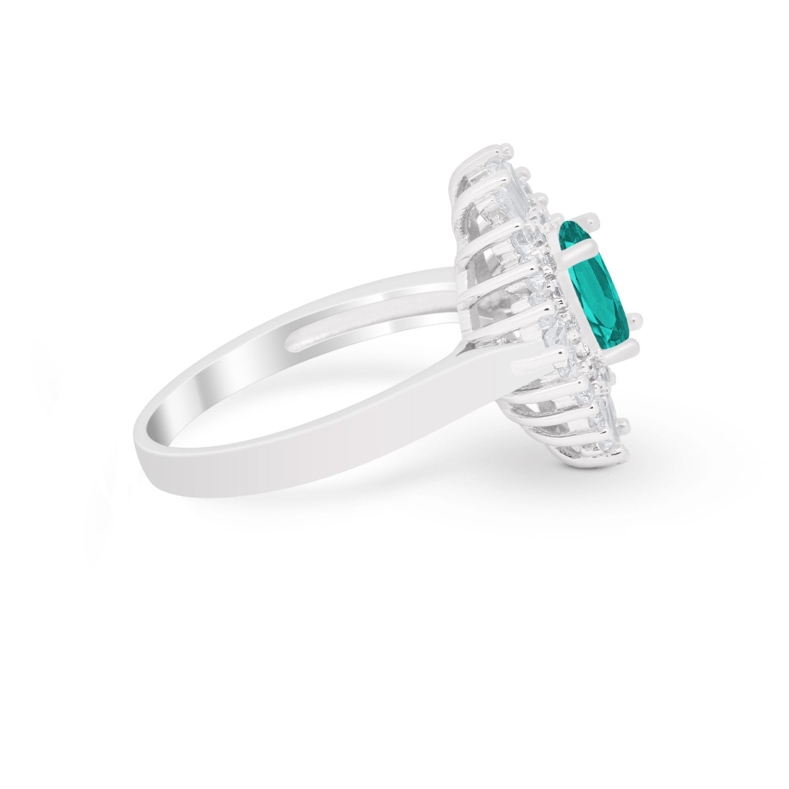 Vintage Oval Wedding Bridal Ring Round Simulated Cubic Zirconia 925 Sterling Silver