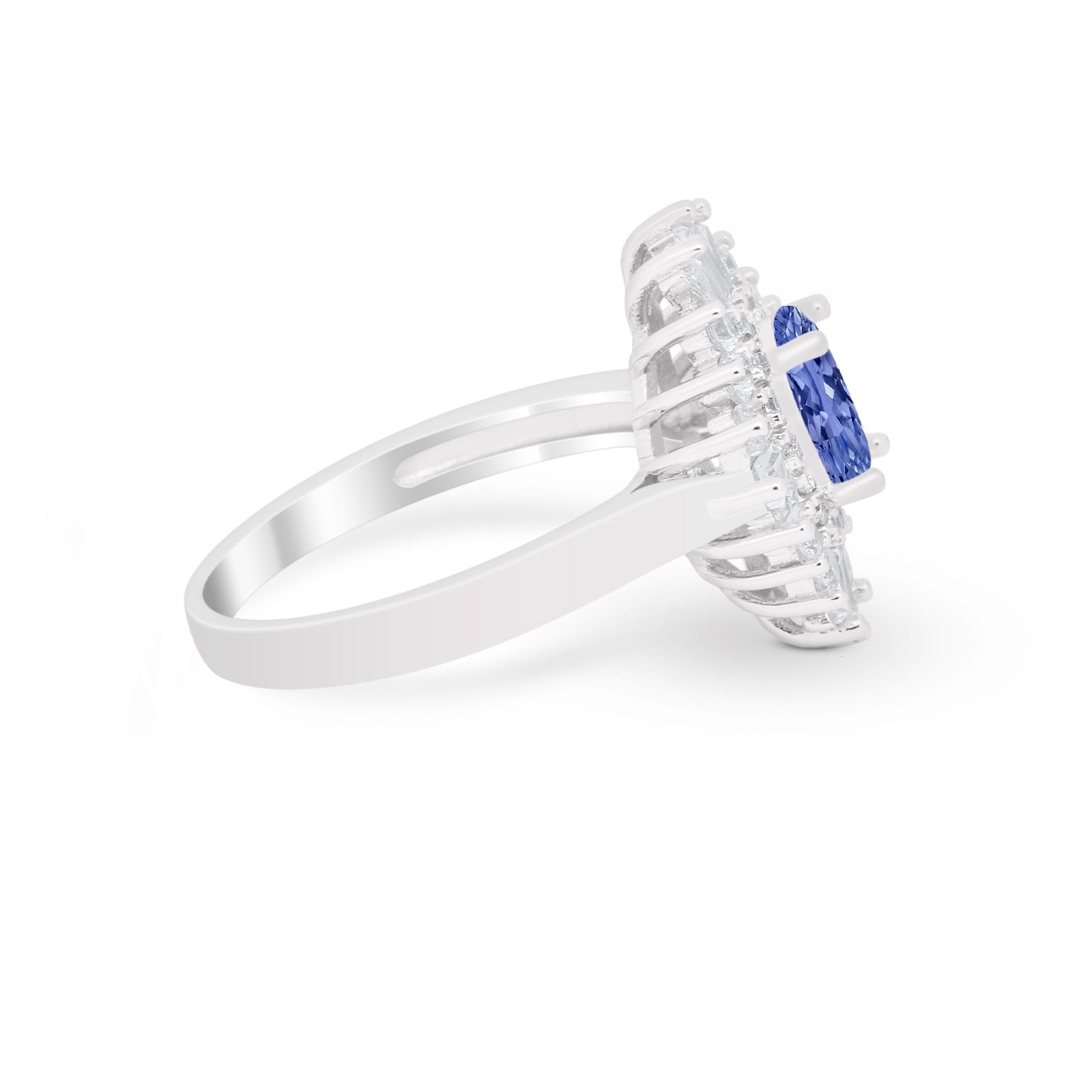 Vintage Oval Wedding Bridal Ring Round Simulated Cubic Zirconia 925 Sterling Silver