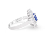Vintage Oval Wedding Bridal Ring Round Simulated Cubic Zirconia 925 Sterling Silver