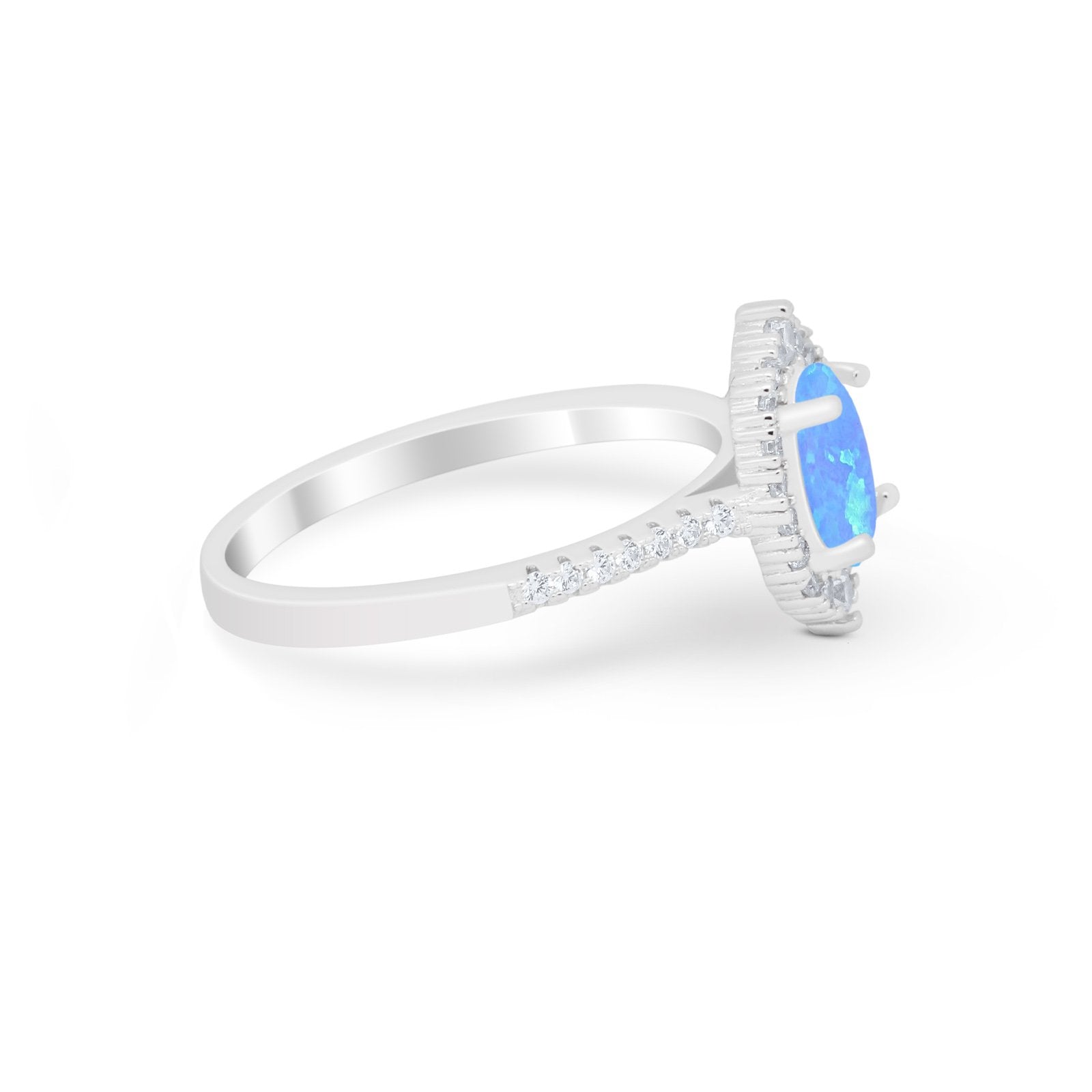 Oval Wedding Ring Vintage Round Simulated Cubic Zirconia 925 Sterling Silver