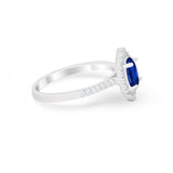 Oval Wedding Ring Vintage Round Simulated Cubic Zirconia 925 Sterling Silver