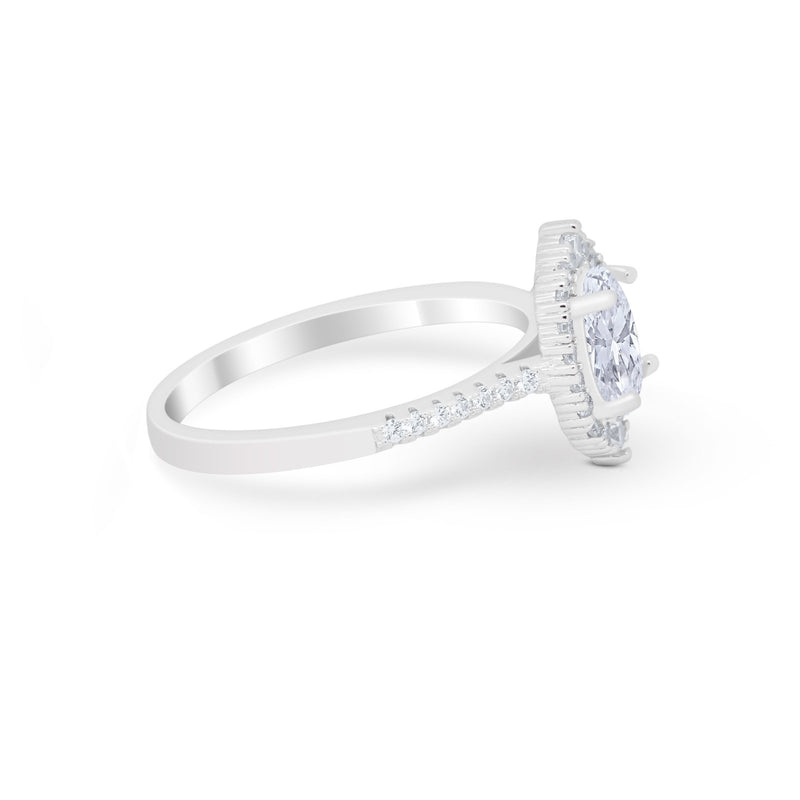 Oval Wedding Ring Vintage Round Simulated Cubic Zirconia 925 Sterling Silver