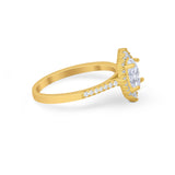 Oval Wedding Ring Vintage Round Simulated Cubic Zirconia 925 Sterling Silver